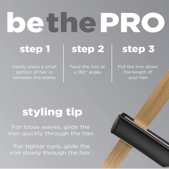 NEW Conair InfinitiPro Rose Gold Ceramic Flat Iron, Black 1.75 “ - Picture 4 of 7